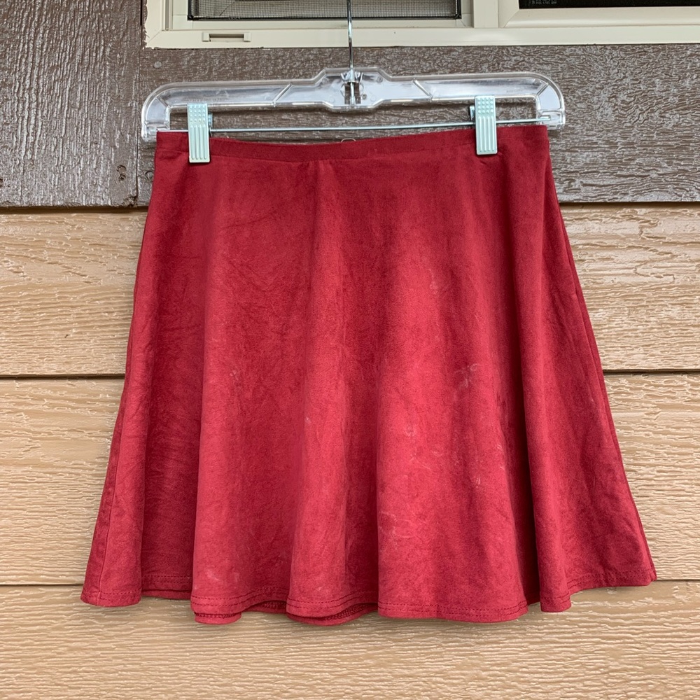 Suede red skirt